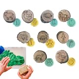 Mini Craft Stamps – Tierspuren Stempel – Holz-Tierpfotenstempel P, Art Stam-p – Kreativer Fußabdruck Sta-mp, dekorativer Stempel für Kinder – DIY Handwerk, Scrapbooking, Kartenherstellung