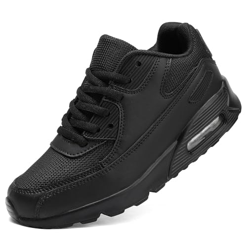 LECYGNB Kinderschuhe Jungen Mädchen Laufschuhe Turnschuhe Atmungsaktive Sportschuhe Freizeit Joggingschuhe Leichtewichts rutschfeste Fashion Luftpolster Sneaker Schwarz EU 35