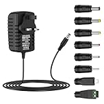 5V 2A Power Supply Adapter, Universal AC to DC Adapter with 7 Tips DC Plug Adapters AC Charger for LED Strip Lights,CCTV Cameras, TV Box,Router,Speakers,ADSL Cats,HUB,Android Tablet (Black)