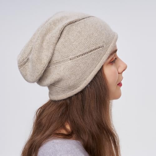 Gorro de mujer tejido de lana angora para otoño e invierno miniatura 3