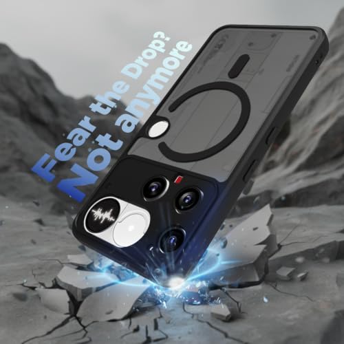 Image of RIGGEAR Shockproof Sleek Hybrid Armor Magnetic Back Cover Case Compatible with MagSafe Accessories for Nothing Phone 3 (Smoke Black Matte PC + Black TPU-Bumper)
