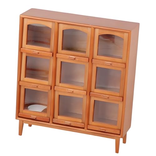 Gabinete de madera miniatura de 9 compartimentos para coleccionables y accesorios de maquetas