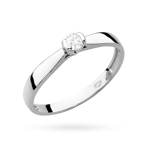 Bague femme en or blanc 14k MARKO sertie d'un diamant pur de 0,08 carats