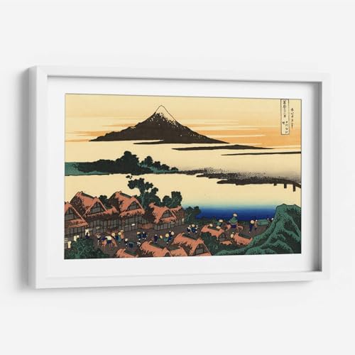 Canvas Lab - Inunaki Village by Katsushika Hokusai - 11 x 7 in - Fine Art Framed Print, Frame Color: White, With Mat - Classical art, Illustrations, Scenery