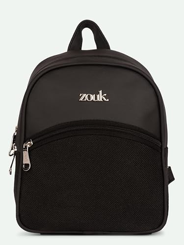 Image of ZOUK Dalila Mini Daypack | Stylish Small Backpack for Women | Compact | Bag for Girls | Daily College Use | Travel Day Pack | Vegan Leather | Handcrafted | Water-Resistant