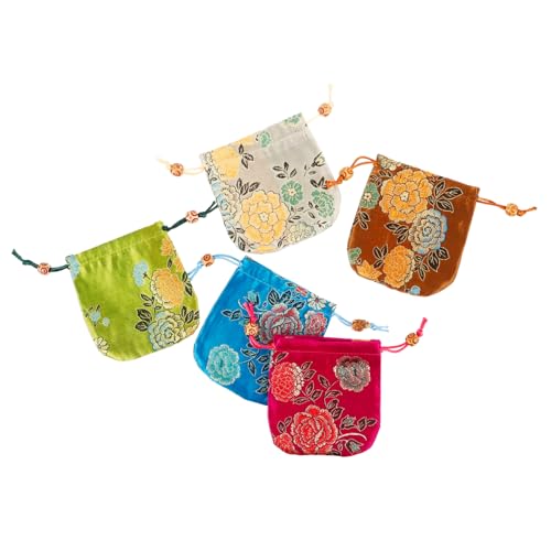 VALICLUD 1 Juego Bolsa De Embalaje De Joyas Boda Bolsas Bolsa Bordada Minimochilas Con Cordón Bolsosde Fiesta present Bags Bolsos De Lazo Bolsa De Brocado Tela Satinada 5 Piezas