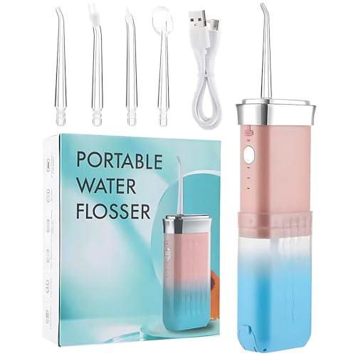 Jet Dentaire Hydropulsuer, Jet Dentaire Hydropulsuer Professionnel avec 3 Modes 4 Buses, Rechargeable Irrigateur Oral Portable Mini de 180ML pour Maison et...