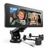 Baby Car Camera for 2 Kids | 6.86' 1080P IPS Dual-Camera Split Screen Monitor - 360° Rotation IR...