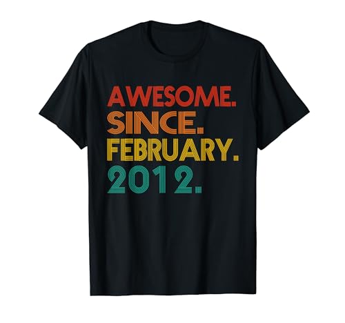 Awesome Since February 2012 Vintage February 2012 Birthday Maglietta