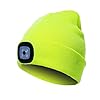 enjoydeal USB Rechargeable Beanie Hat Lighted Knit Hat Hands Free 4 LED Beanie Cap for Camping Grilling Running Walking Yellow #1