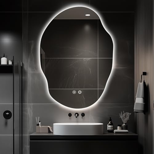 39F USA LED Bathroom Mirror with Lights,25x35 in Asymmetrical Led Bathroom Mirror for Wall, Backlit...