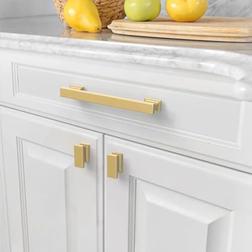 Amerdeco 10 Pack Brushed Gold Cabinet Pulls 5 Inch(128mm) Hole Center Kitchen Cabient Hardware Gold Cabinet Handles Drawer Pulls ZH0013 by Amerdeco - Image 4
