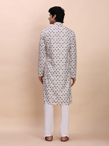 Image of Pro-Ethic Style Developer Men's Cotton Printed Kurta Pajama Set Traditional Outfit | Mandarin Collar (E-129)