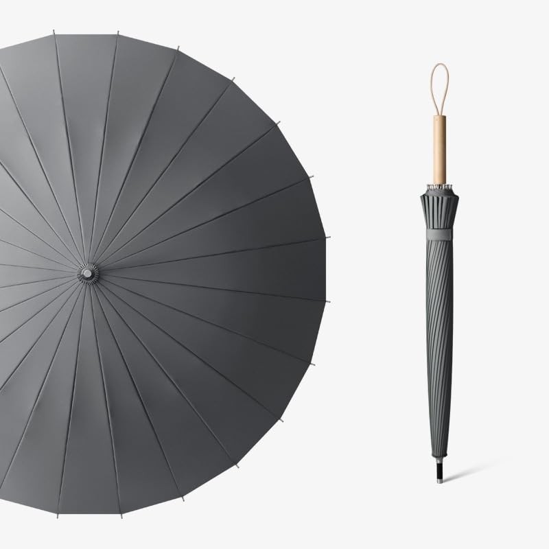 Parapluie à 24 os CMBSSTFC robuste avec élégant manche en bois