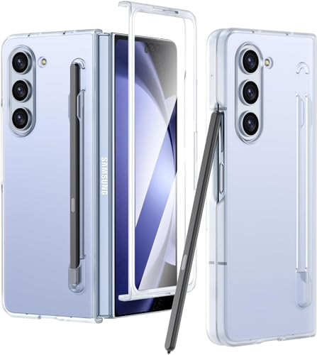Case for Samsung Galaxy Z Fold 5 with Slim S Pen Holder,Full Body Slim PC Protective Phone Case Cover for Samsung Galaxy Z Fold 5 5G(2023)- Clear