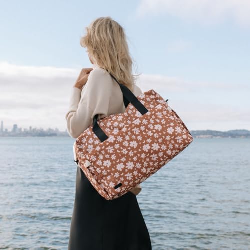 Image of Jadyn Austin Carry-On Travel Duffel Bag for Women, 18 inch Weekender Bag with Laptop Sleeve, Durable Material, and Trolley Sleeve, Ideal for Work, Gym, and Overnight Trips, Terracotta Blossom, 23L