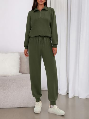 BTFBM Women's 2 Piece Tracksuit Fall Outfits 2025 Long Sleeve Half Zip Sweatshirt Sweatpants Lounge Set Sweatsuits