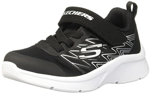 Skechers Microspec Texlor, Sneaker Bambini e ragazzi, Tessuto Nero Finiture In Argento Nero, 37 EU