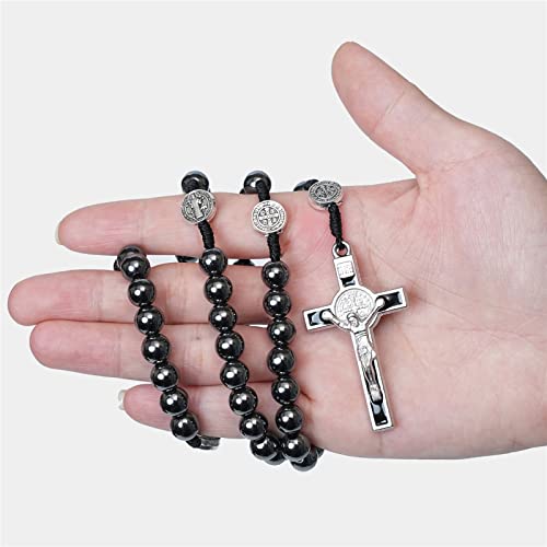 Men's Catholic Hematite Rosary 8MM Rosary Beads Ideal Mens Rosary for Prayers and Meditation3