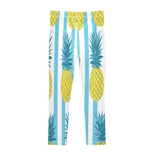 Bolaz Toddler Girls Leggings Printed Yoga Pants Leggings Yellow Pineapple Blue Stripe for Kids2