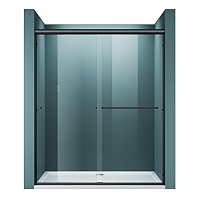 ELEGANT 48" X 72" Bypass Sliding Shower Door – Brushed Nickel, 1/4" Clear Tempered Glass - View #5