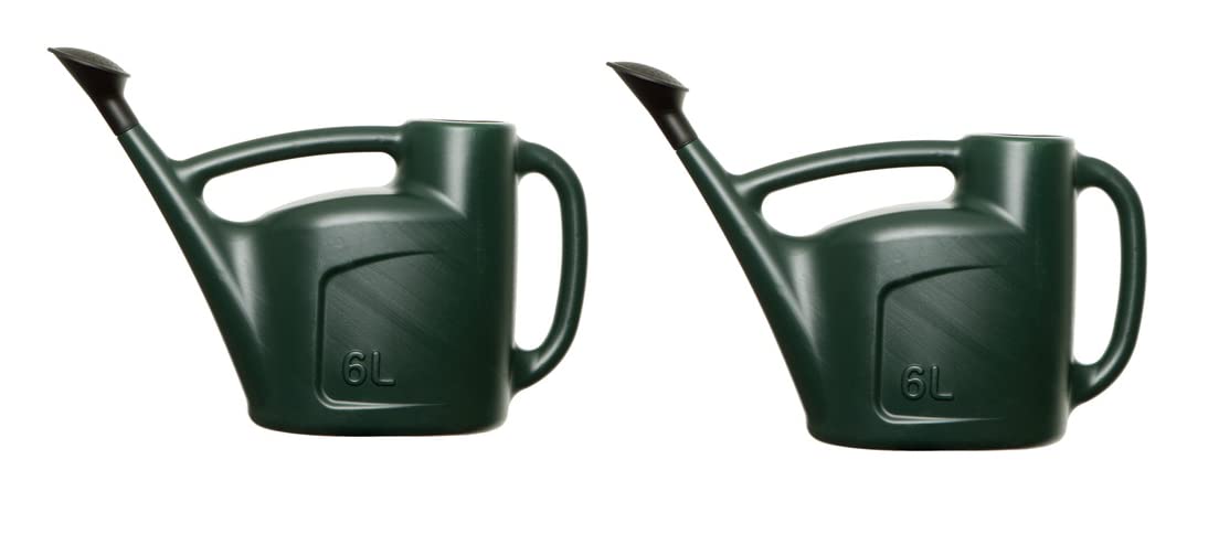 Homey Mart Green 2 X 6L Watering Can With Detachable Sprinkler Rose For Garden Plants Indoor & Outdoor Lightweight Water Sprinkler