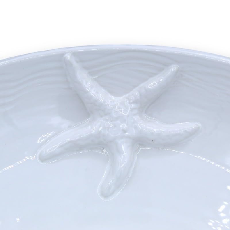 Centro de mesa de cerámica Sicilia Bedda de 35 cm con diseño blanco en relieve 4