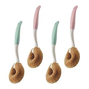 Yardwe 4 Stuks Keuken Borstel Handvat Keuken Natuurlijke Fiber Scrubber Voor Gerechten Pot Pan Ijzer Koekenpan Sink…