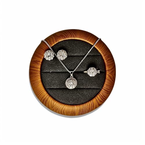 CNLZEC Regal Shine Moissanite Jewelry Set (Necklace+Ring+Earrings) - Silver-Plated Queen