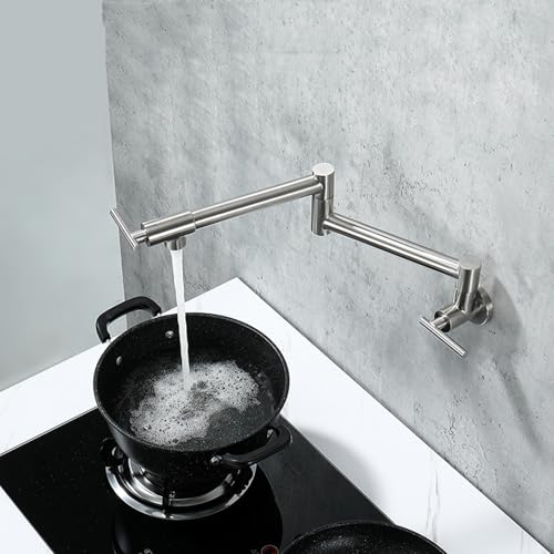 Robinet de cuisine pivotant à fixation murale brossée pour évier