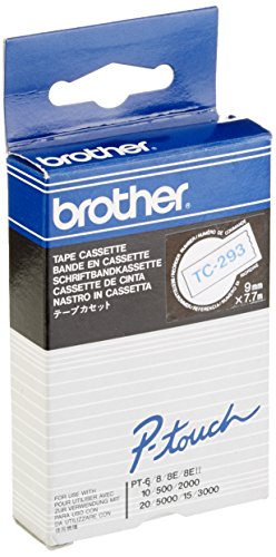 Brother Tc293 Nastro Etichetta Da 7,7 M X 9 M, Bianco/Blu
