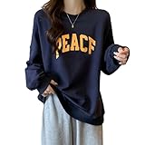 [MilaCorinna] レディース トップス プルオーバースウェットシャツ 薄手 コットン 丸首 長袖 Tシャツ レタープリント柄 トレンド アメカジ レトロ シンプル おしゃれ かわいい カジュアル 快適 ゆったり 自宅 通勤 通学 春秋冬