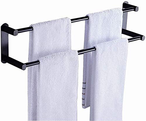 Porte-serviettes double tige sans perçage étagère salle de bain aluminium suspendu