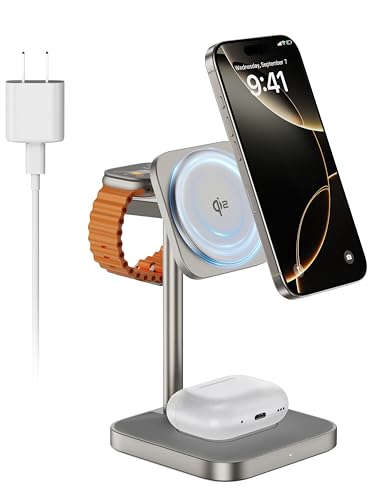 [Qi2F] LULULOOK 3C1[dXe[V MagSafet 15W QI2CX[dX^h C[d iPhone 17/16/15/14/13/12V[Yp AirPods Pro/3/4 Apple Watch 30W 