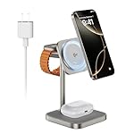 [Qi2 Certified ] LULULOOK 3 in 1 Charging Station with MagSafe, 15W Wireless Charger Stand Magnetic Foldable Charger for iPhone16/15/14/13/12 Series, AirPods Pro/3/4, Apple Watch with 30W PD Adapter