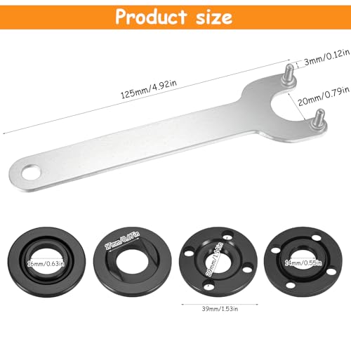 7 Pcs Llave Amoladora, Llave de ángulo de Brida, incluye 6 Tuercas de Amoladora Angular Bridas de Metal, Llave de Amoladoras Angulares - imagen 2