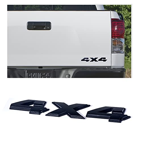 Image of 4x4 Chrome Emblem Sticker Replacement, 8 Inch 3D Car Truck Body Side Fender Rear Trunk Adhesive Decal (Black)