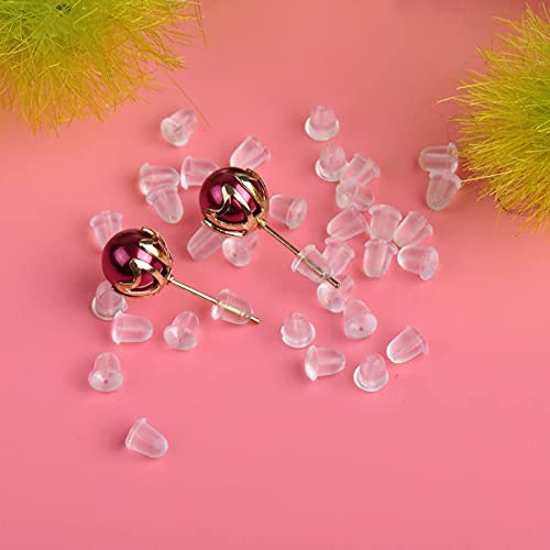 TYPHEERX 400Pcs Earring Backs Soft Rubber Butterfly Plug Earrings Stoppers 8 Style (Clear, Gold)