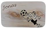 HC-Lasergravur Frühstücksbrettchen Brettchen für Kinder aus Holz mit Namen Frühstück Brettchen 25 x16cm Vesperbrett mit Name zum Geburtstag oder Hochzeit Vesperbrett personalisiert (Fußball)