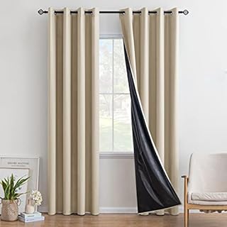 MIULEE 2 Panels Blackout Curtain Soft Thermal Insulated Durable UV Protection Decorative Darkening Curtain with Grommets for Living Room Bedroom 46" Wide 90" Drop 117x228 cm Beige