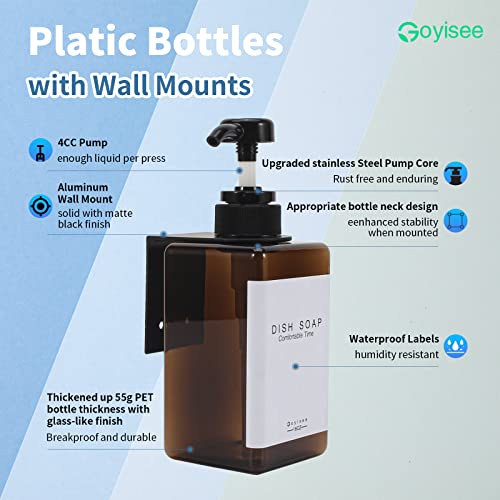 GOYISEE Plastic Refillable Hand Soap Dispenser Modern Square Pump Bottle for Bathroom Vanities or Kitchen Sink Countertops - Image 4