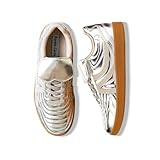 Rosella Carlie Sneakers for Women - Comfortable Casual Walking Tennis Shoes Non-Slip Shoes for Women - Lace-Up Fashion Sneakers Trendy Women's Footwear(Silver,8)