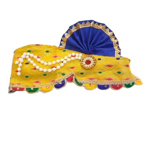 Image of Kaku Fancy Dresses King Fabric Mukut Janmashtami Mythological Character Costume Crown for Kids & Adults | Traditional Royal Headgear for Fancy Dress & Religious Events - Golden, FREE, UNISEX