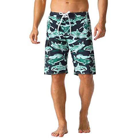 unitop Men's Swim Trunks Quick Dry Summer Sea World Cool Long Board Trunk with Lining Green-395 34 Cover