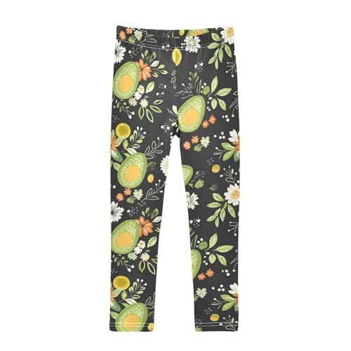 Avocado Daisy Girls Leggings Ultra Soft Compression Yoga Gym Pants for Kids 4-10T