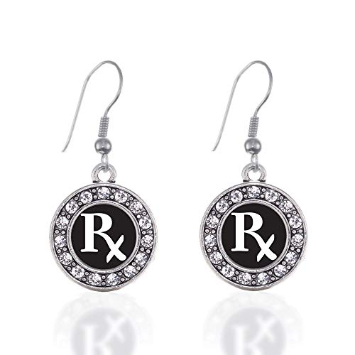 Inspired Silver - Pharmacy Tech - Silver Dangle Earrings for Women - Circle Charm Earrings French...