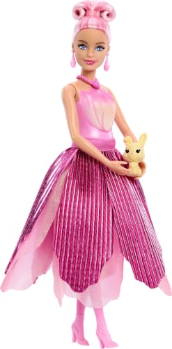 Barbie Petal Pop Scented Doll with Pink Tulip Dress & Accessories, Bouquet Reveal with Pet Bunny & Surprises Like Watering Can, Necklace & Earrings​​​ - image 5