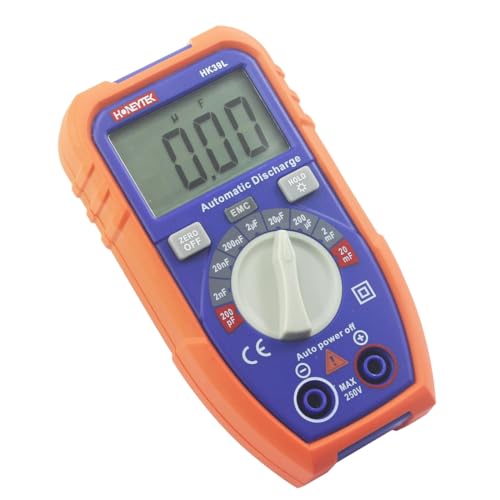 Honeytek HK39L Capacitor Tester with LCD Backlight, Safety Jacket 1999 Display for Industrial Components Capacitor Test