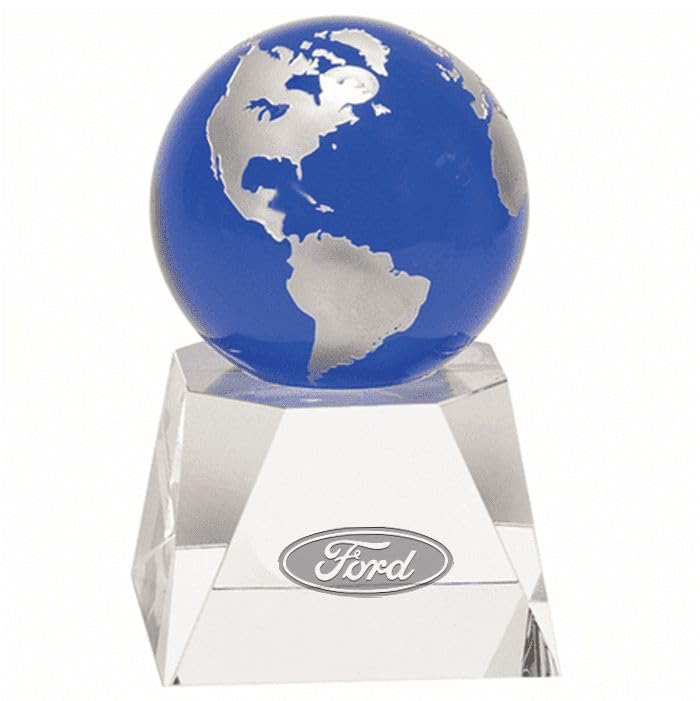 Blue Crystal Globe With Personalized Pedestal Base - 5