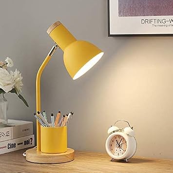 مصباح بجانب السرير، ضوء طاولة LED مع حاوية قلم، قبة حديدية قابلة للتعديل، ضوء مهمة، ضوء كتاب القراءة LED للدراسة لغرفة النوم، غرفة الدراسة، المكتب